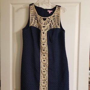 Lilly Pulitzer Dresses | Lilly Pulitzer Tana Shift Dress - Navy and Gold